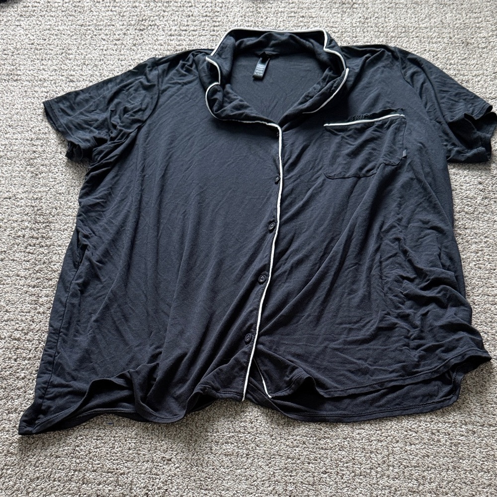 SKIMS Black Pajama Top with White Trim